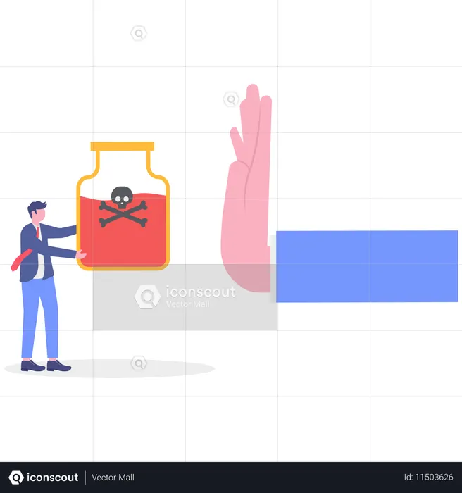Businessman refuses to take alcohol  Illustration