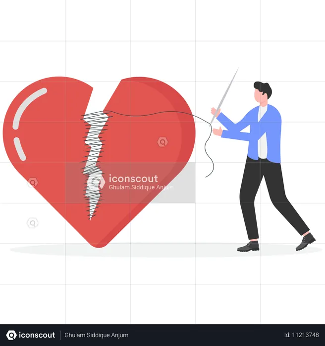 Businessman repairing heart  Illustration