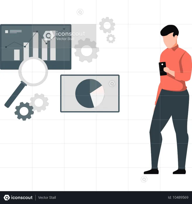 Businessman researching on business graph  Illustration