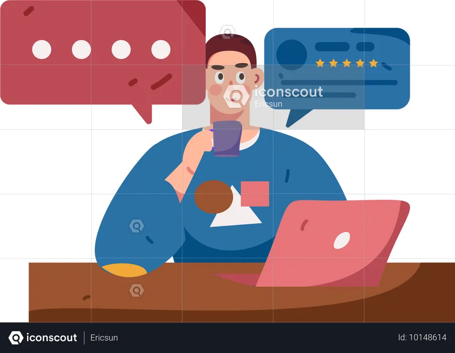 Businessman resolving user queries  Illustration