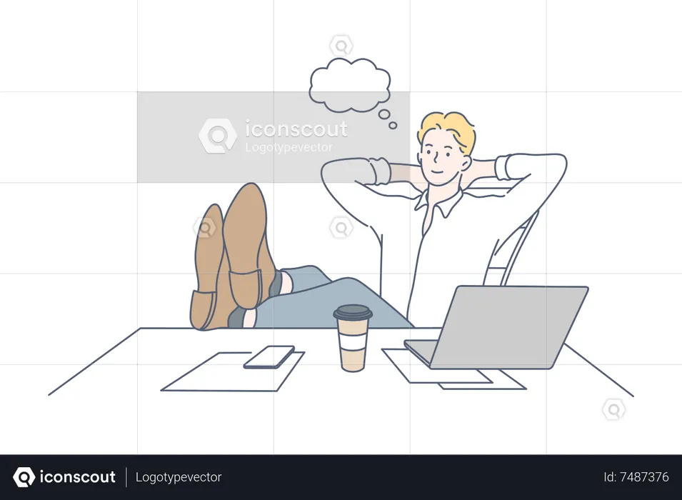 Businessman resting at work  Illustration