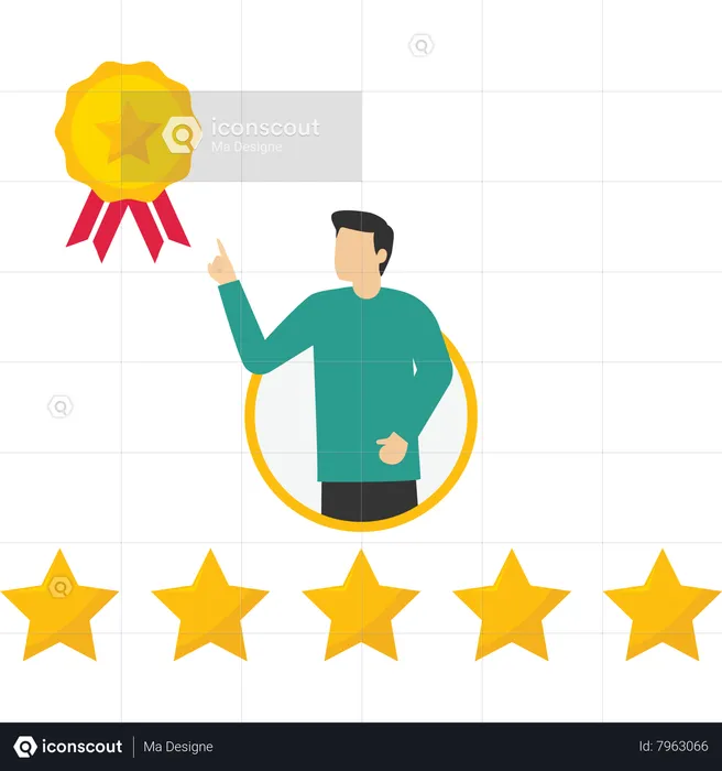 Businessman review by giving rating 5 stars  Illustration