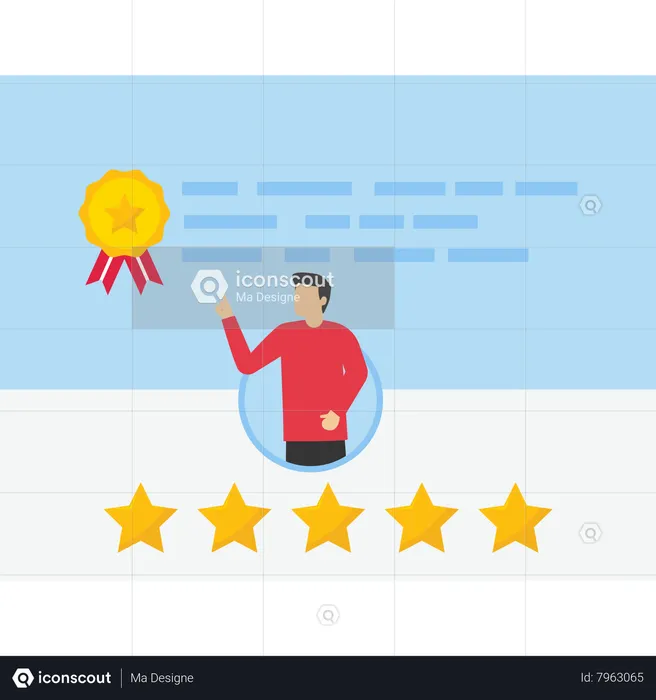 Businessman review by giving rating 5 stars  Illustration