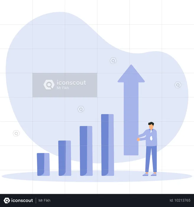 Businessman reviewing increase in sales  Illustration