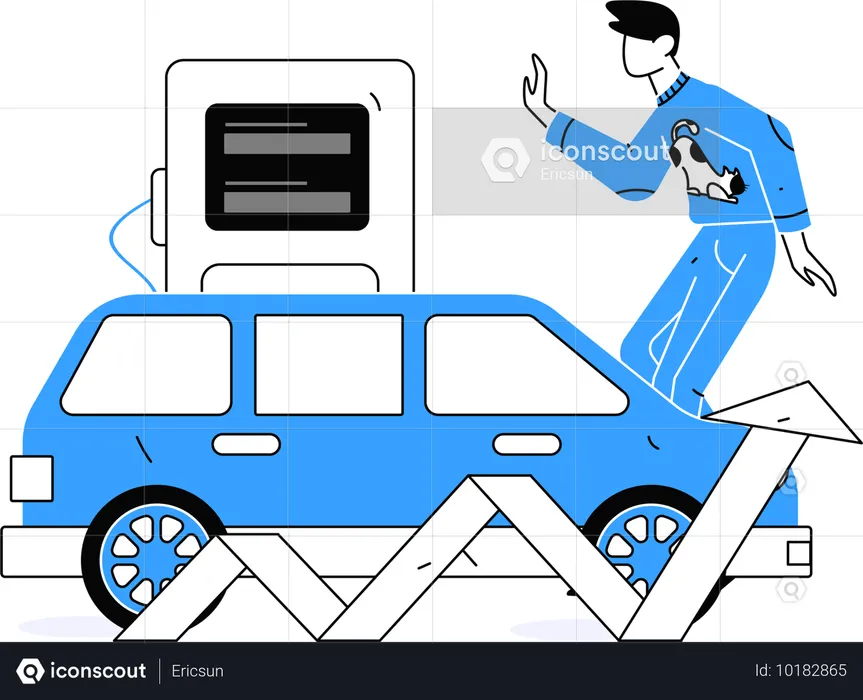 Businessman reviewing petrol analysis graph  Illustration