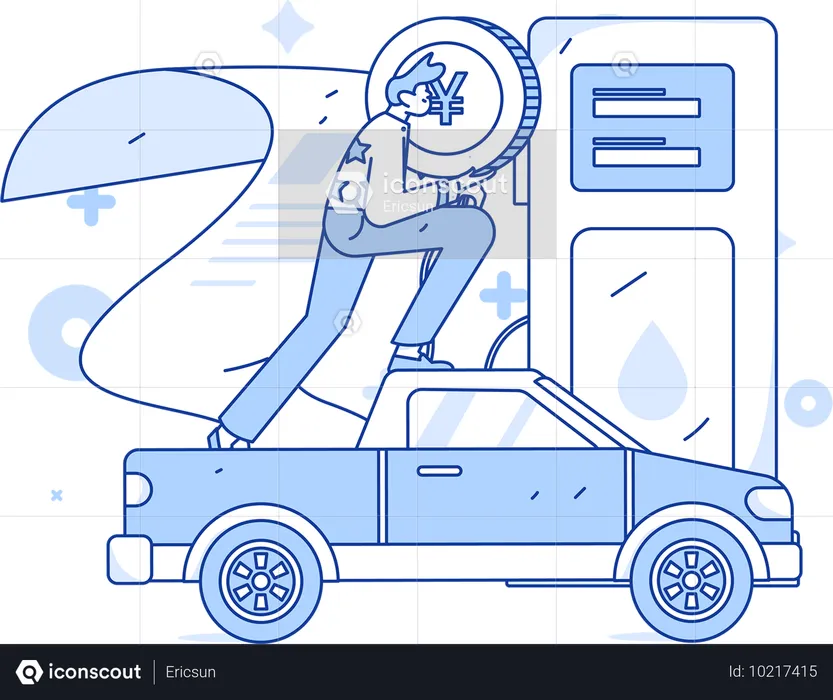 Businessman reviewing petrol analysis graph  Illustration