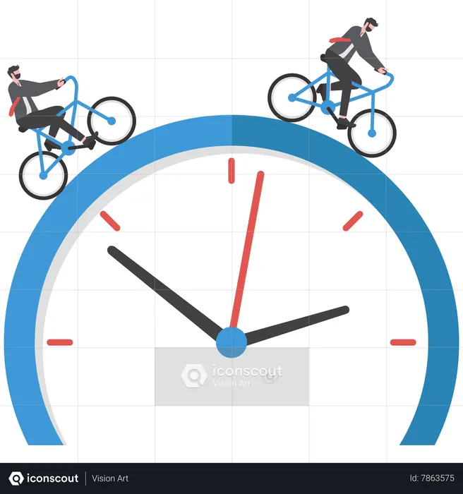 Businessman riding a bicycle against time  Illustration