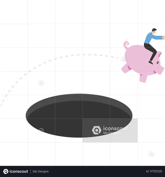 Businessman riding a piggy bank  Illustration