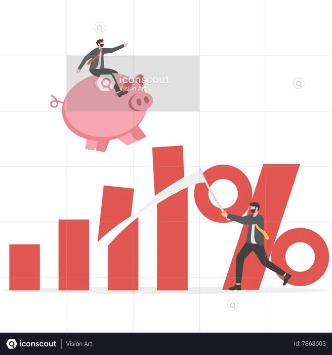Businessman riding a piggy bank running and jumping  Illustration