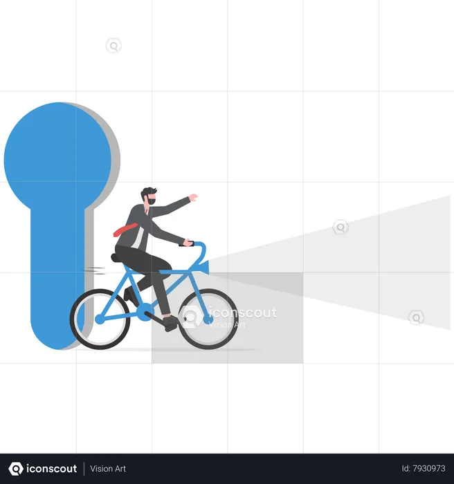 Businessman Riding Bicycle To Success  Illustration