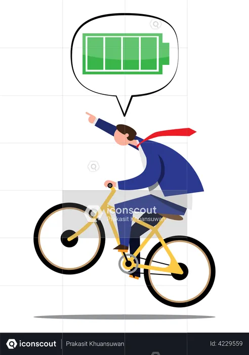 Businessman riding bicycle with full energy  Illustration