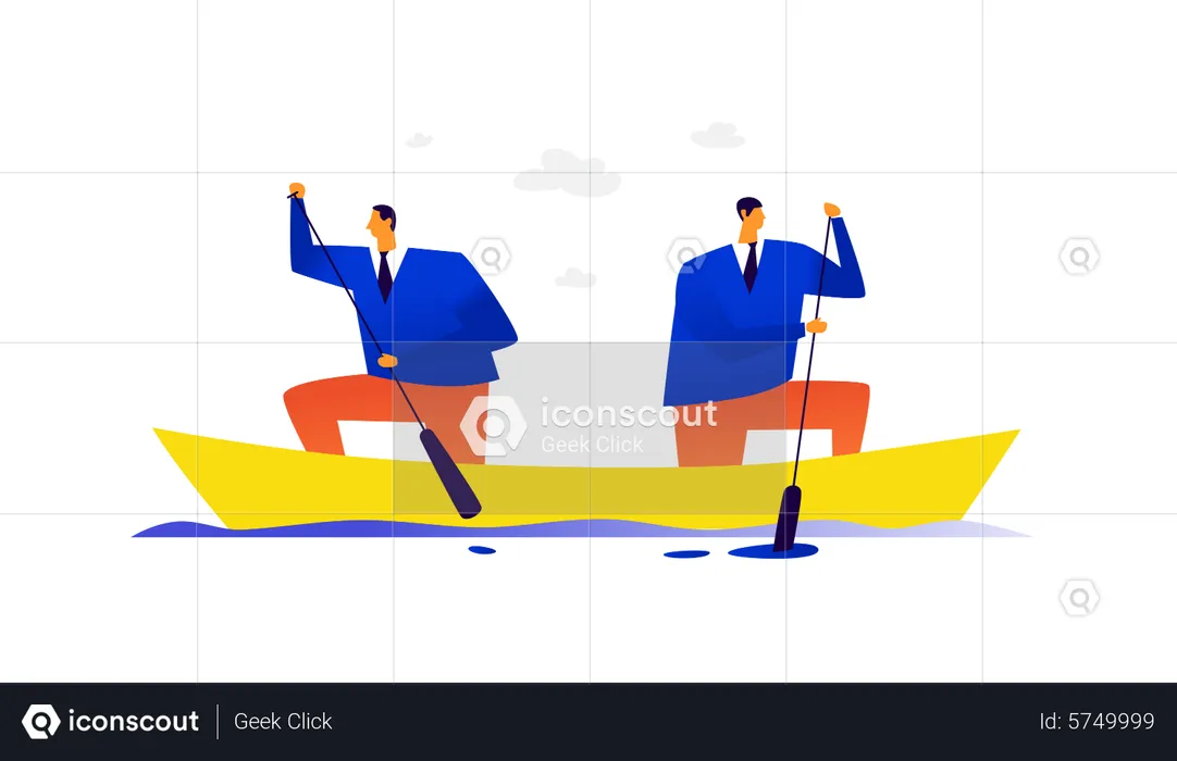 Businessman riding boat  Illustration