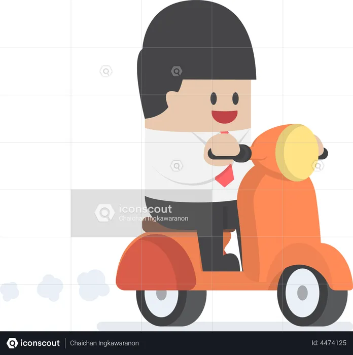 Businessman riding on a scooter  Illustration