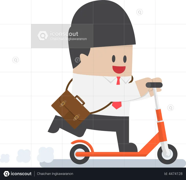 Businessman riding scooter  Illustration