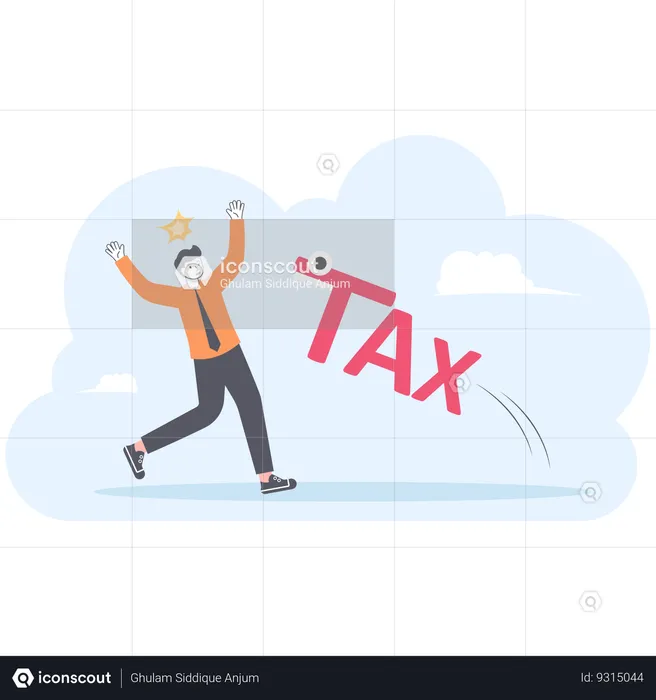 Businessman run away from tax  Illustration