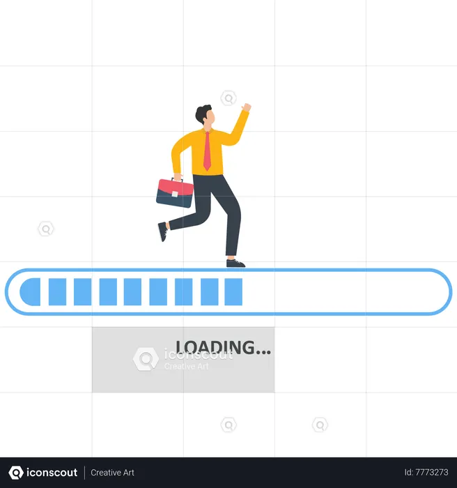 Businessman run on a progress bar for business process  Illustration