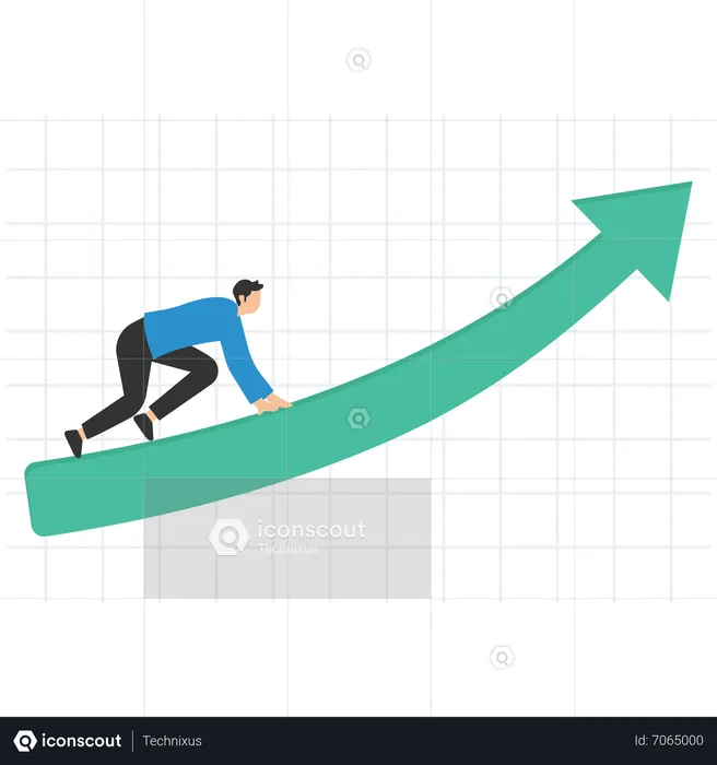 Businessman run on growth arrow  Illustration
