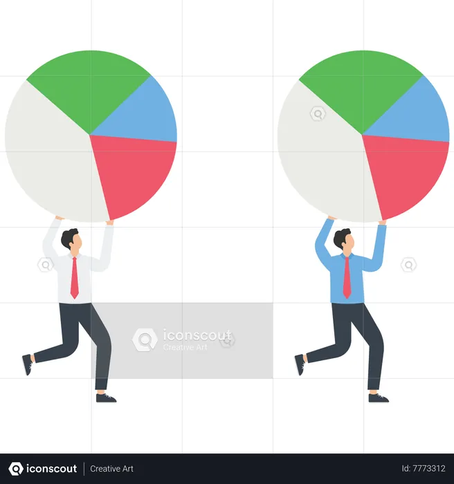 Businessman run with business pie chart  Illustration