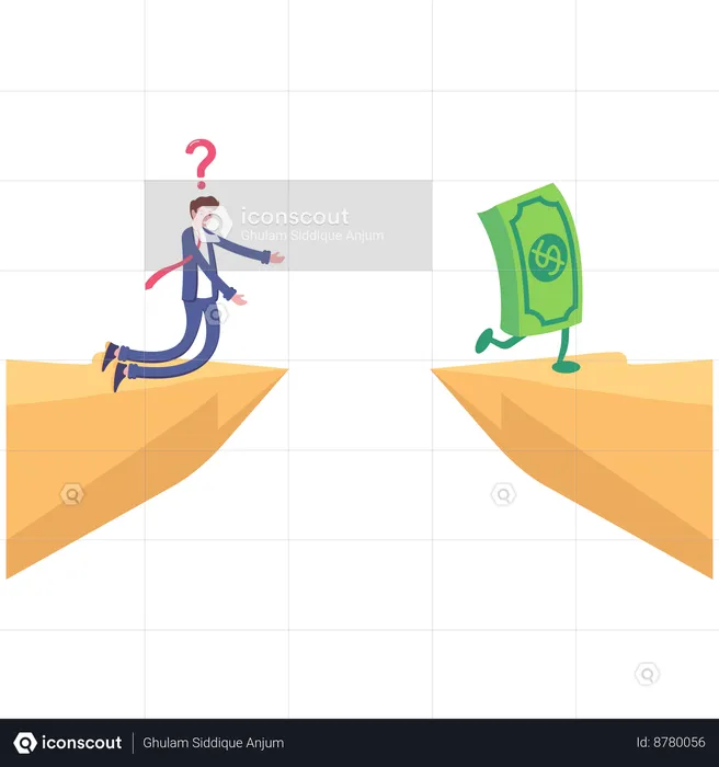Businessman running after money with human legs  Illustration