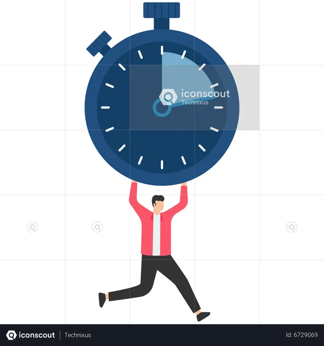 Businessman running and holding timer  Illustration