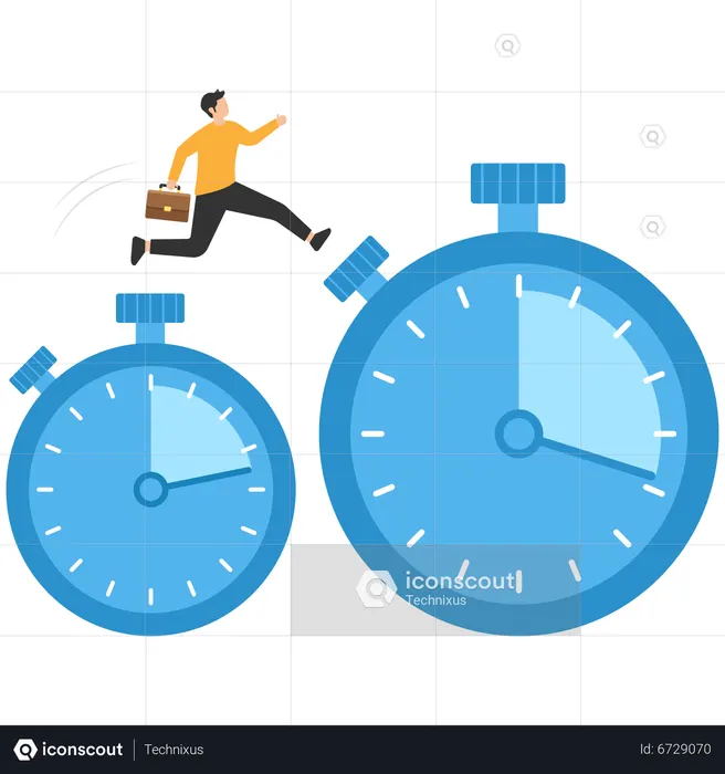 Best Premium Businessman running and jump high over countdown timer