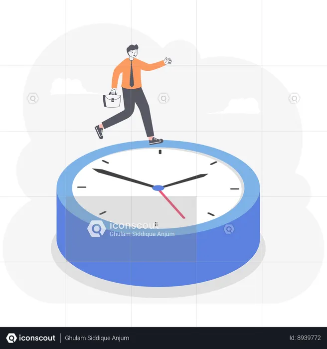 Businessman running around clock  Illustration