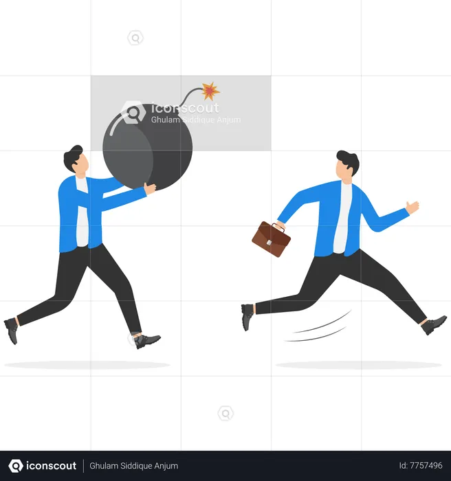 Businessman running away from a aggressive boss  Illustration