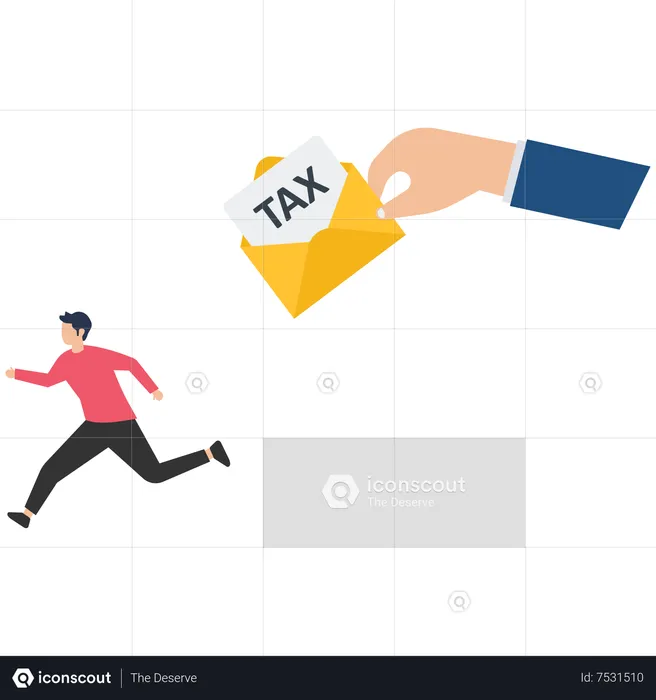 Businessman running away from tax  Illustration
