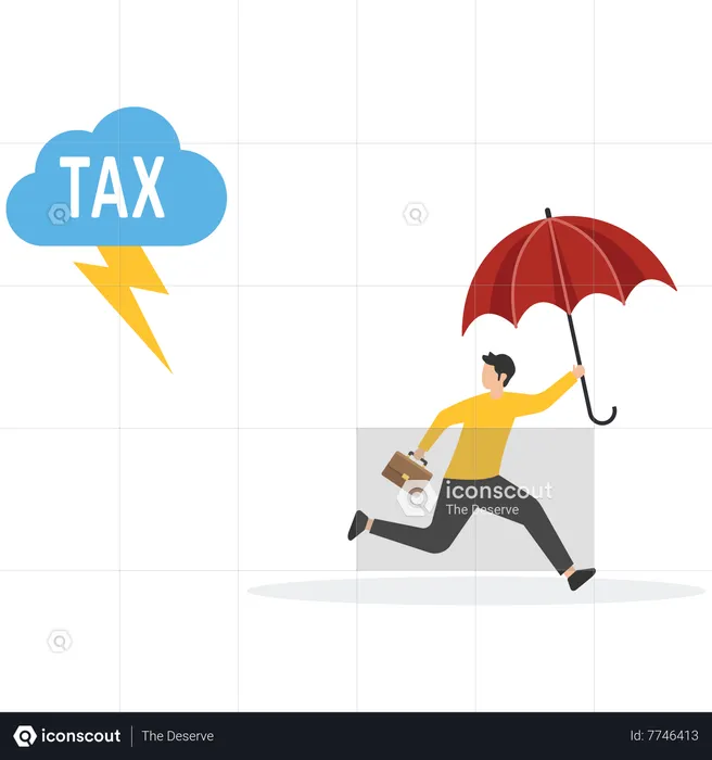 Businessman running away from tax  Illustration