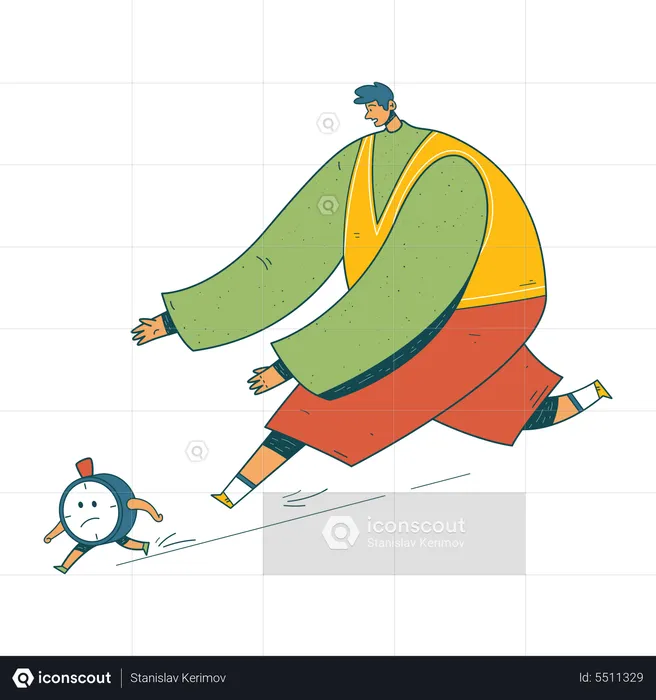 Businessman running behind time  Illustration