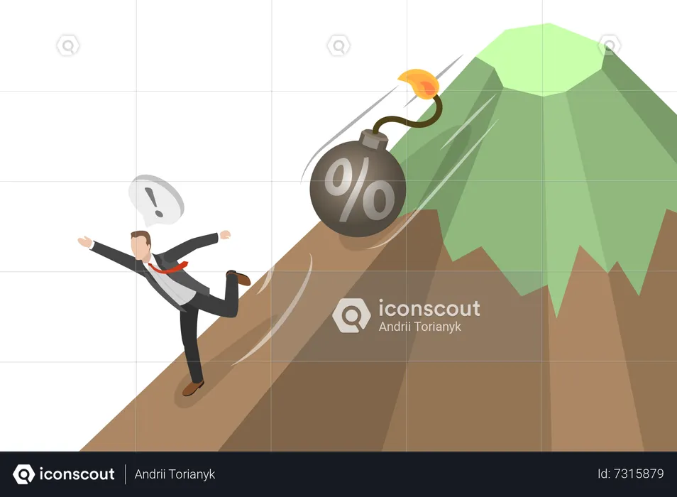 Businessman running due to hike in inflation rate  Illustration