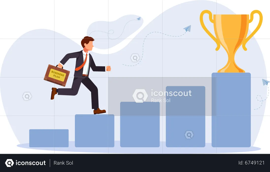 Businessman running for Business achievement  Illustration