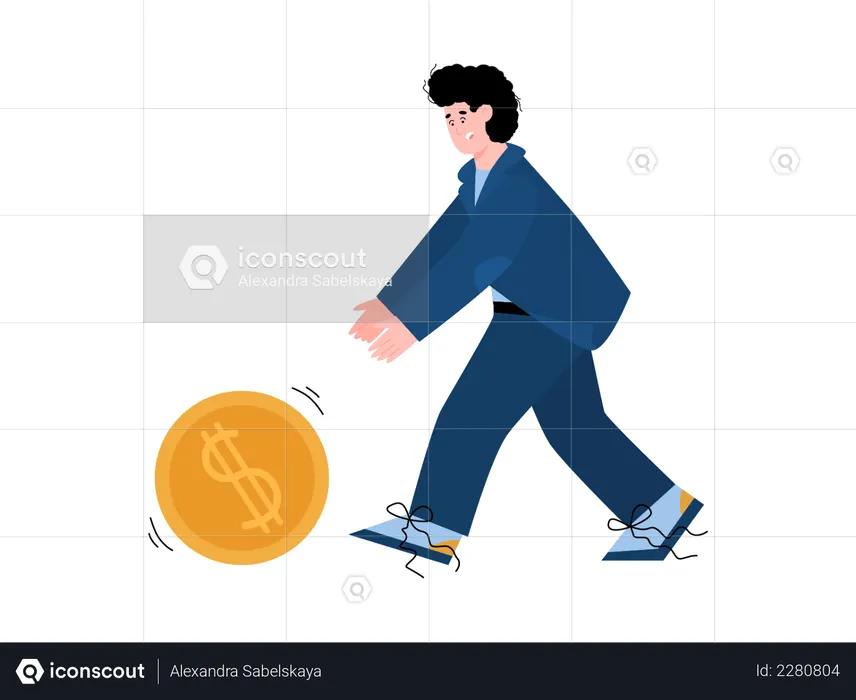 Businessman running for cash  Illustration