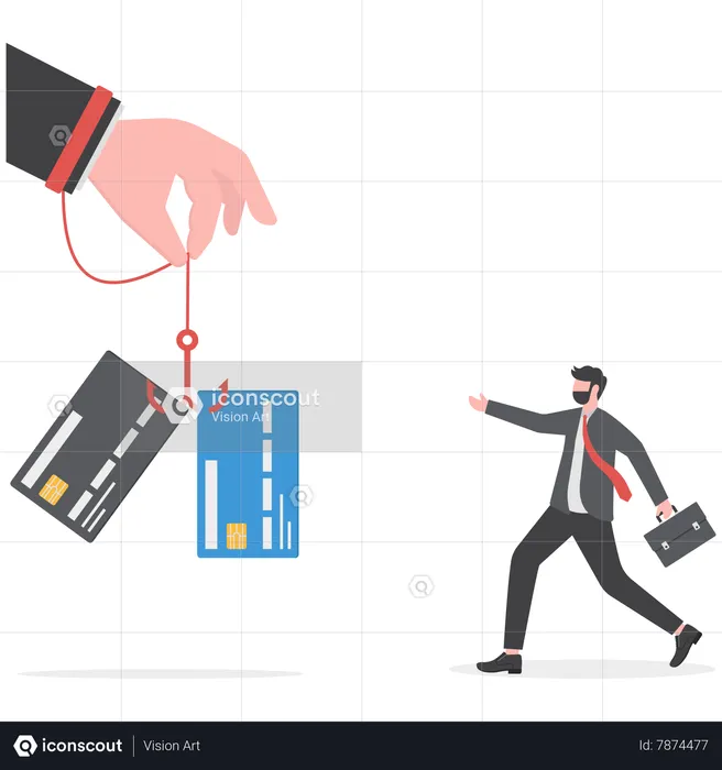 Businessman running for credit card  Illustration