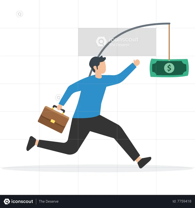 Businessman running for money  Illustration