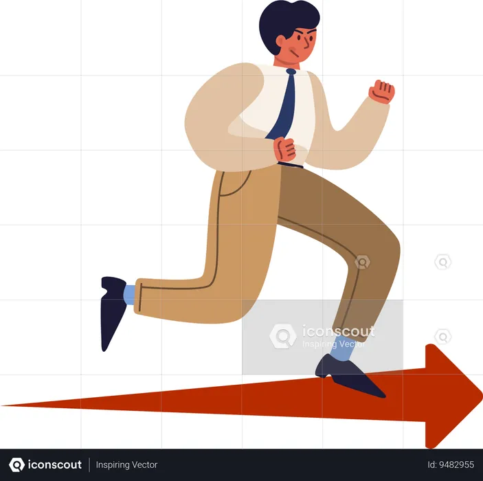Businessman running fro career success  Illustration