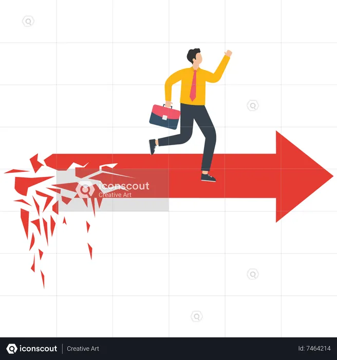 Businessman running from business crisis  Illustration