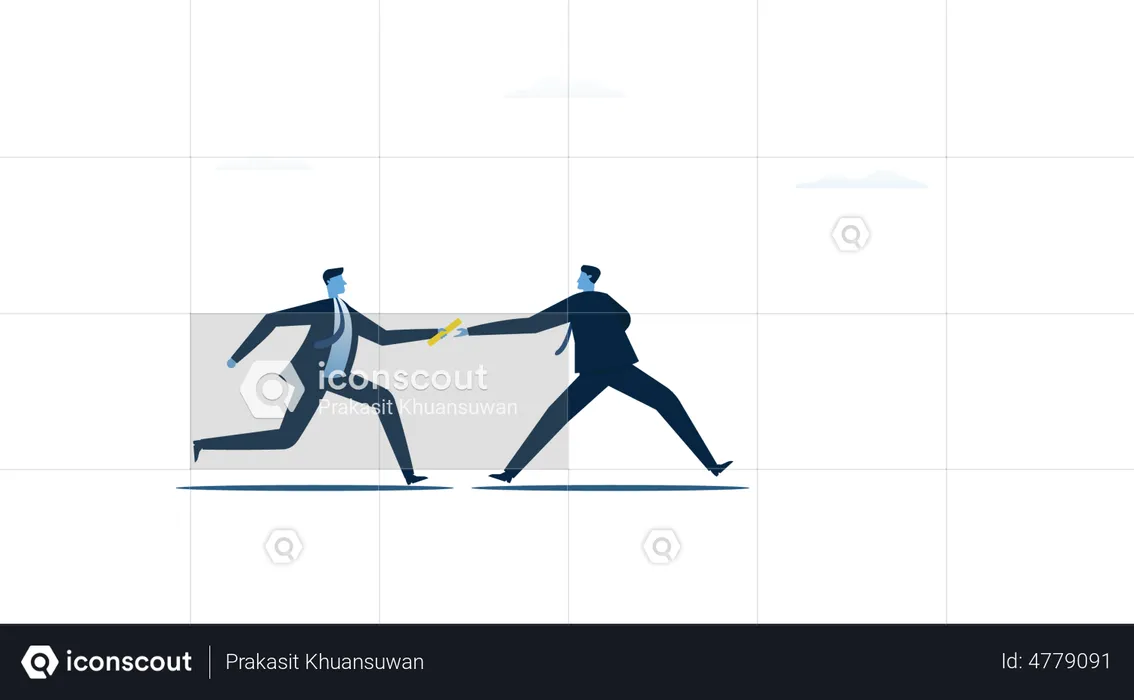 Businessman running in business competition with business partner  Illustration