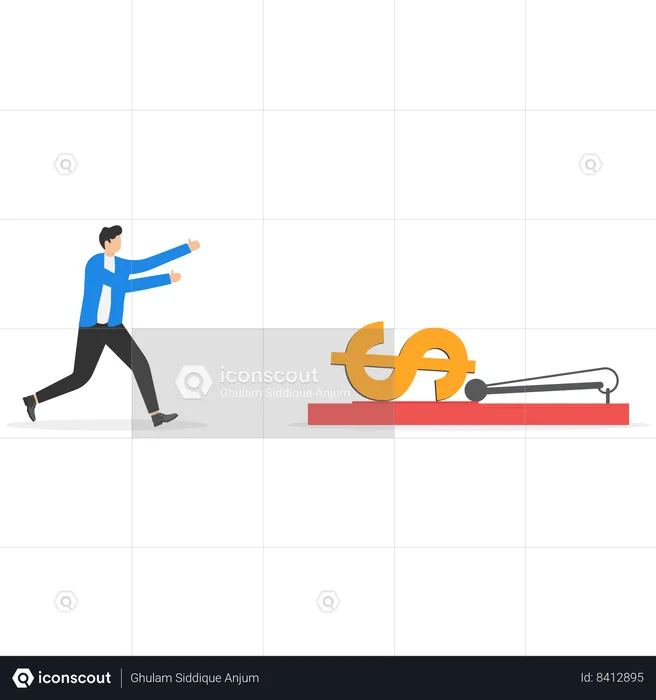 Businessman running into mousetrap  Illustration