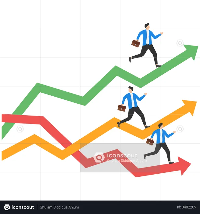 Businessman running on diagrams  Illustration