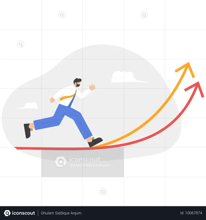 Businessman running on growth arrow  Illustration