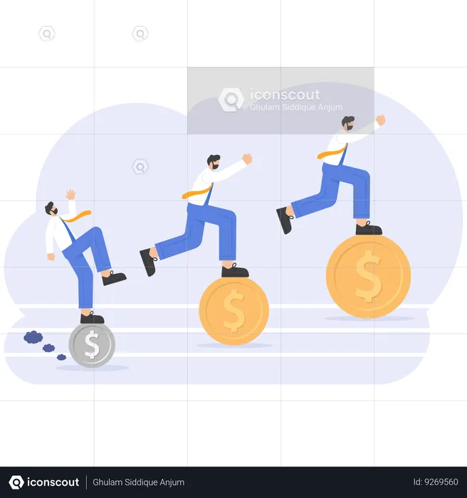 Businessman running on money coin  Illustration
