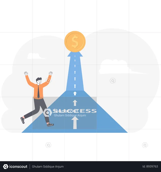 Businessman running on success road  Illustration