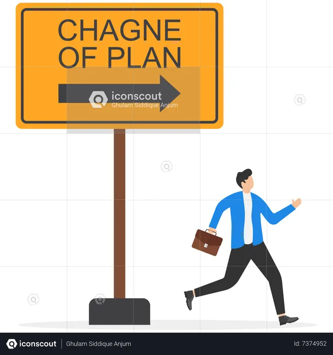 Businessman running toward new plan  Illustration