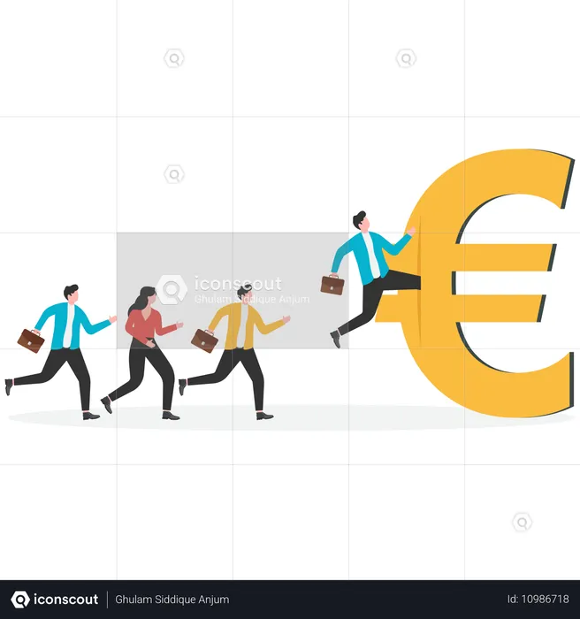 Businessman running towards euro  Illustration