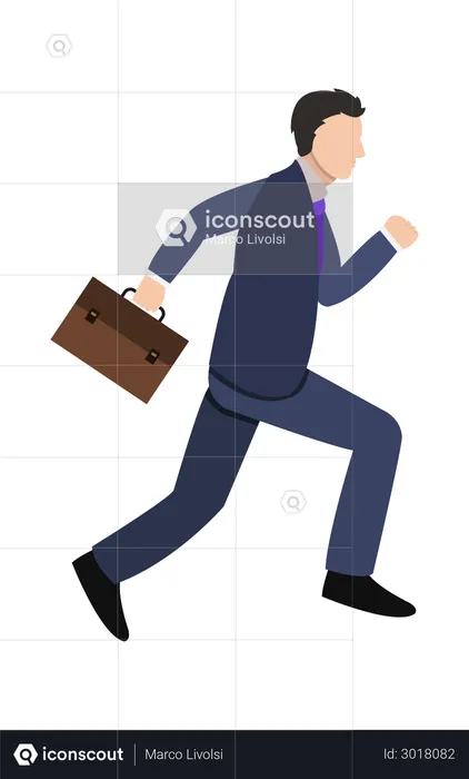 Businessman running with briefcase  Illustration