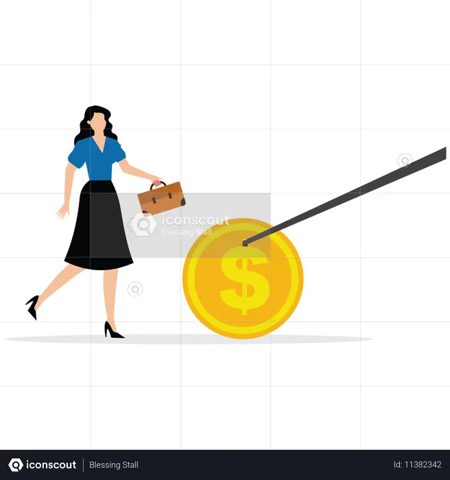 Businessman running with briefcase while getting profit  Illustration