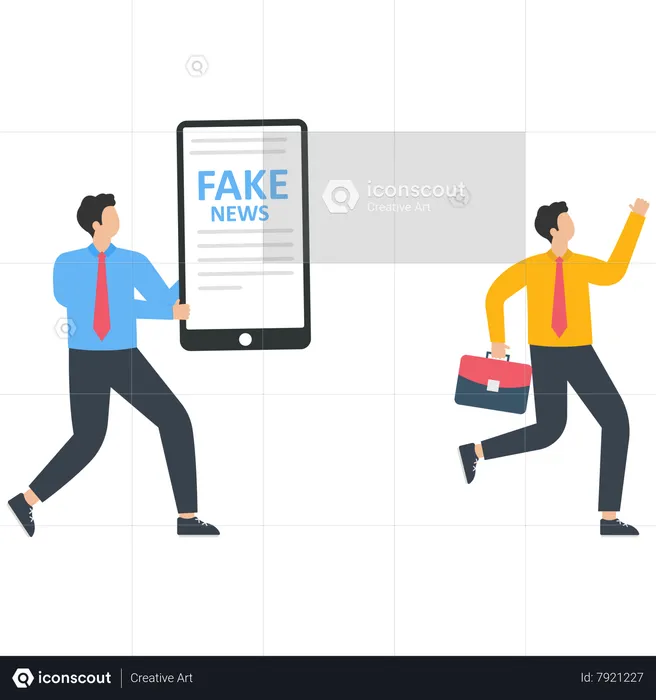 Businessman runs away from a fake news  Illustration