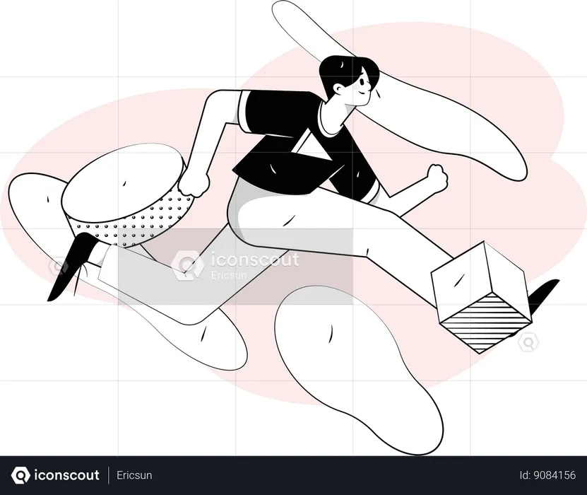 Businessman runs fast to win business competition  Illustration