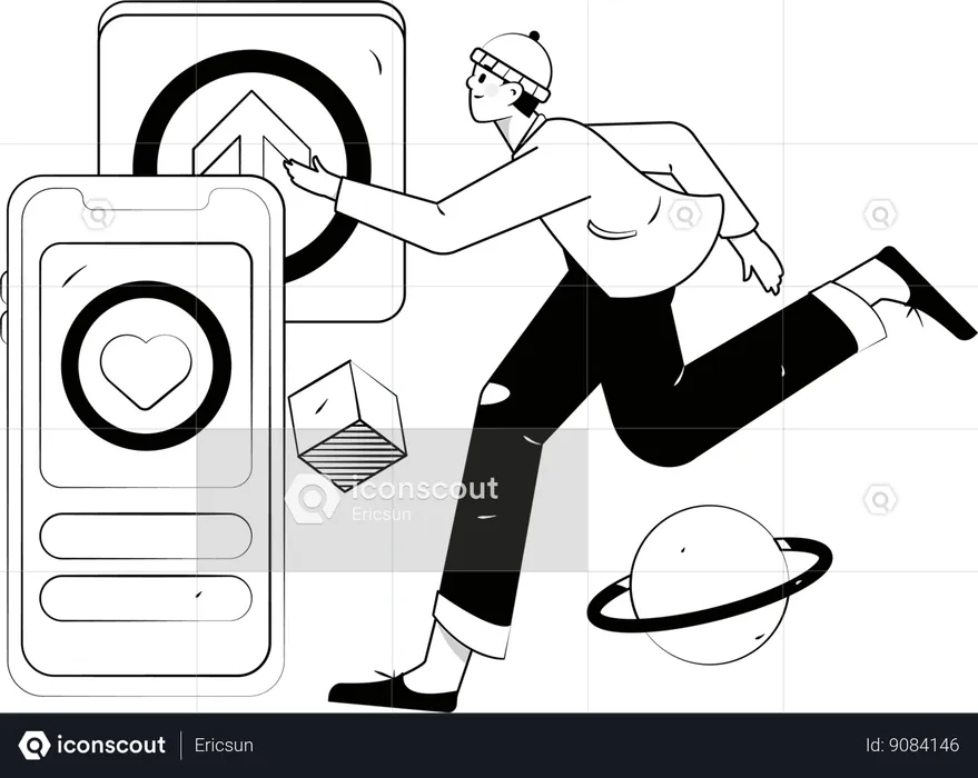Businessman runs faster to reach office  Illustration